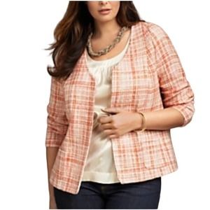 Tweed Jacket coral cream talbots office blazer size 16